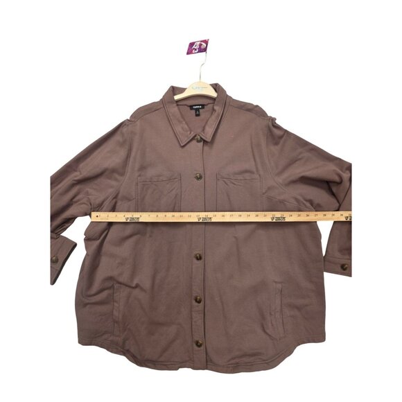 Torrid Womens Button-Up Collared Shirt Jacket Size 5X Dusty Mauve Shacket Warm - Picture 9 of 9